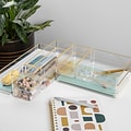 Martha Stewart Kerry Plastic Stackable Office Desk Drawer Organizer, Various Sizes, Clear/Gold, 8/Se