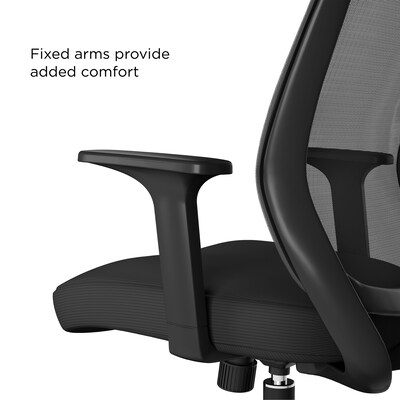 Staples Essentials Ergonomic Fabric Swivel Task Chair, Black (UN56947)