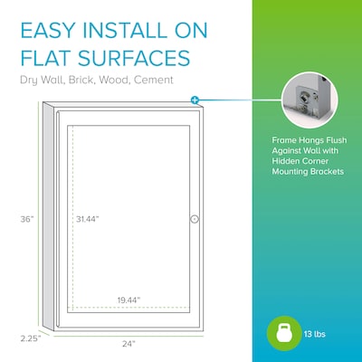 Ghent 1 Door Enclosed Vinyl Bulletin Board, Satin Aluminum Frame, 3'H x 2'W, Silver, (GHEPA13624VX193)