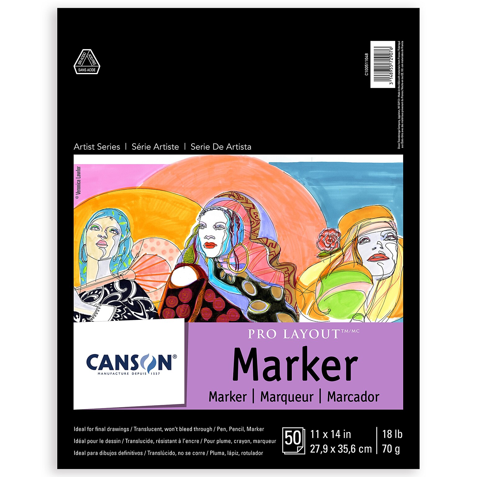 Canson Artist Series 11 x 14 Pro Layout Marker Pad, 50 Sheets/Pad (MCXC100511048)