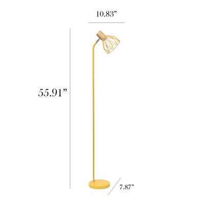 Simple Designs Farmhouse Fusion 55.91" Iron Floor Lamp with Round Shade, Yellow (LF2019-YLW)