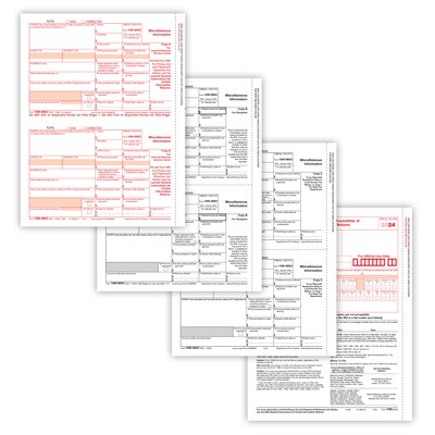 ComplyRight 2024 1099-MISC Tax Form, 4-Part, 2-Up, Copy A, B, C/2, 1096 Transmittal, 100/Pack (61031