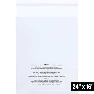 16 x 24 Reclosable Poly Bag, 1.5 Mil, Clear, 100/Carton (PMR162415100)