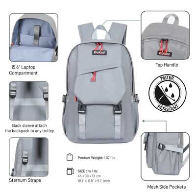 DUKAP DELRAY Laptop Compatible Backpack, Medium, Gray (BDK-DEL-GRE)