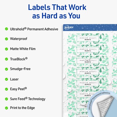 Avery Rectangle Laser Multipurpose Labels, 0.75 x 3.5, White, 500/Pack (19479399237)