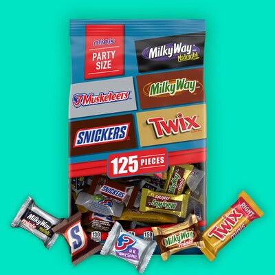 Mars Minis Party Size Variety Chocolate Bars , 35.24 oz., 125 Pieces/Bag, 2/Bundle (MMM57640)