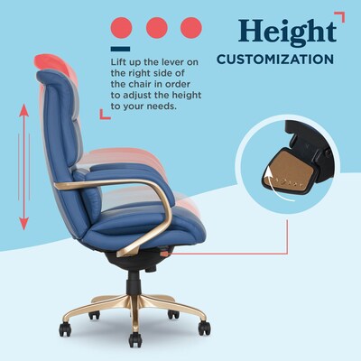 La-Z-Boy Aberdeen Ergonomic Bonded Leather Swivel Executive Chair, Blue (51545-BLU)