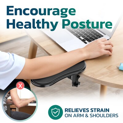 Purely E5620 Ergonomic Arm Rest/Elbow Support for Desk, 180° Adjustable Computer Desk Support Extend