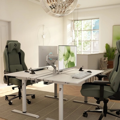 Arozzi Arena Nordico 55"W Electric Adjustable Standing Desk, White (ARENANRDWTWT)