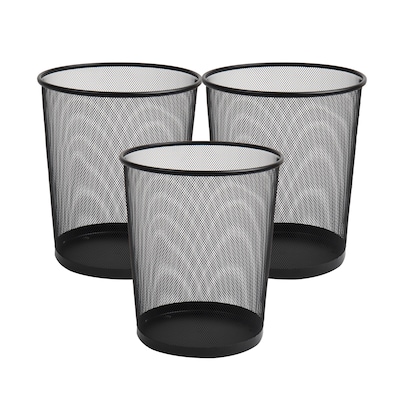 Mind Reader Metal Mesh Trash Can Without Lid, 4.5 Gallon, Black, 3/Pack (3CGARB-BLK)