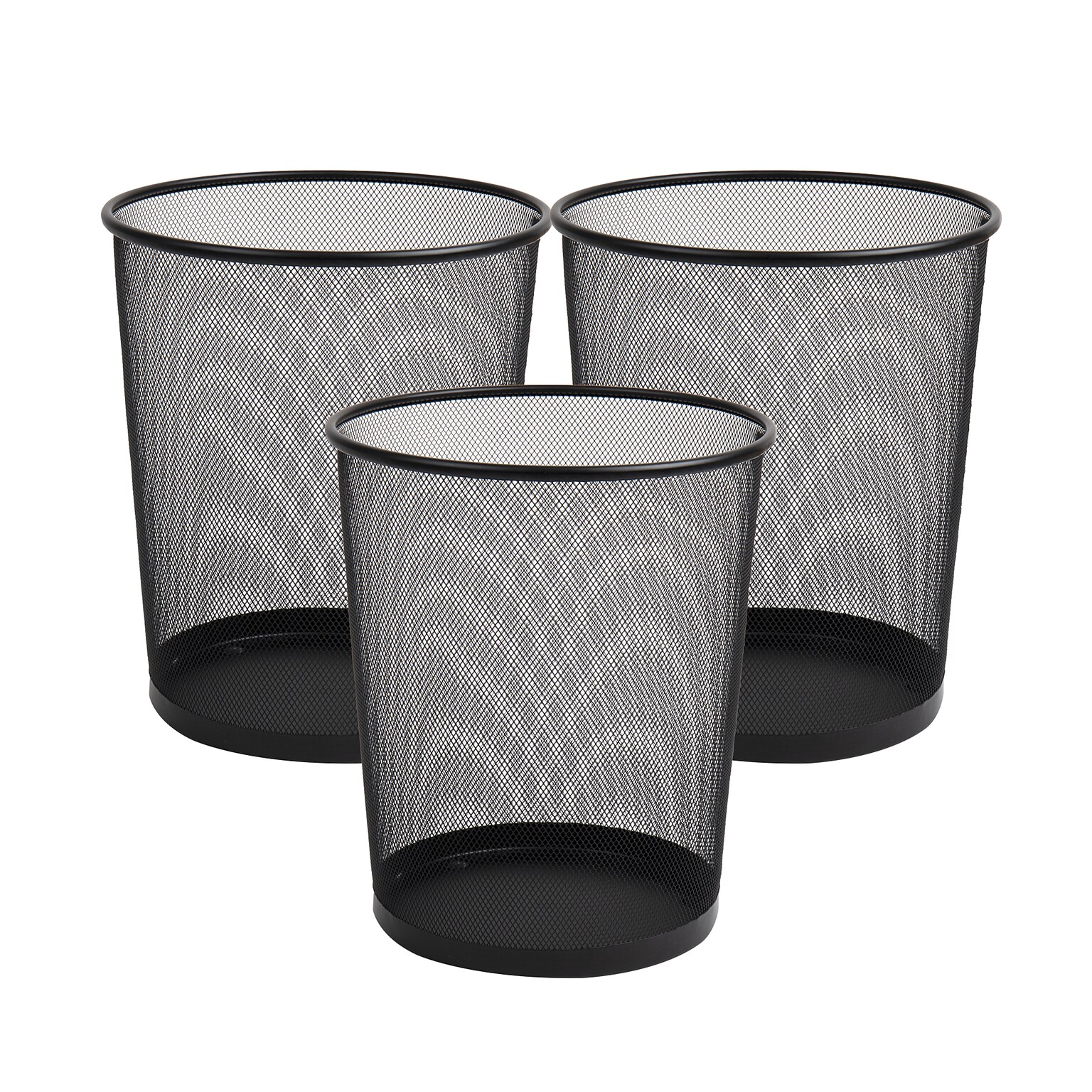Mind Reader Metal Mesh Trash Can Without Lid, 4.5 Gallon, Black, 3/Pack (3CGARB-BLK)
