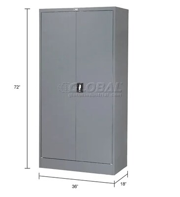 Global Industrial Steel Storage Cabinet, 36"W x 18"D x 72"H, Gray (237635GY)
