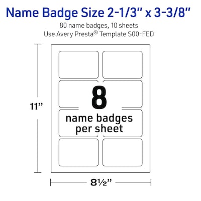 Avery Rectangle Multipurpose Labels, 2-1/3" x 3-3/8", White, 80/Pack (19479370453)