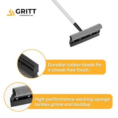 Gritt Commercial Telescoping  8" Window Squeegee & Washer, Silver/Black, 12/Carton (GRI185-8-39-12P)