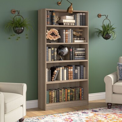 Bush Furniture Universal 72H 5-Shelf Bookcase with Adjustable Shelves, Ash Gray Laminated Wood (WL12427)