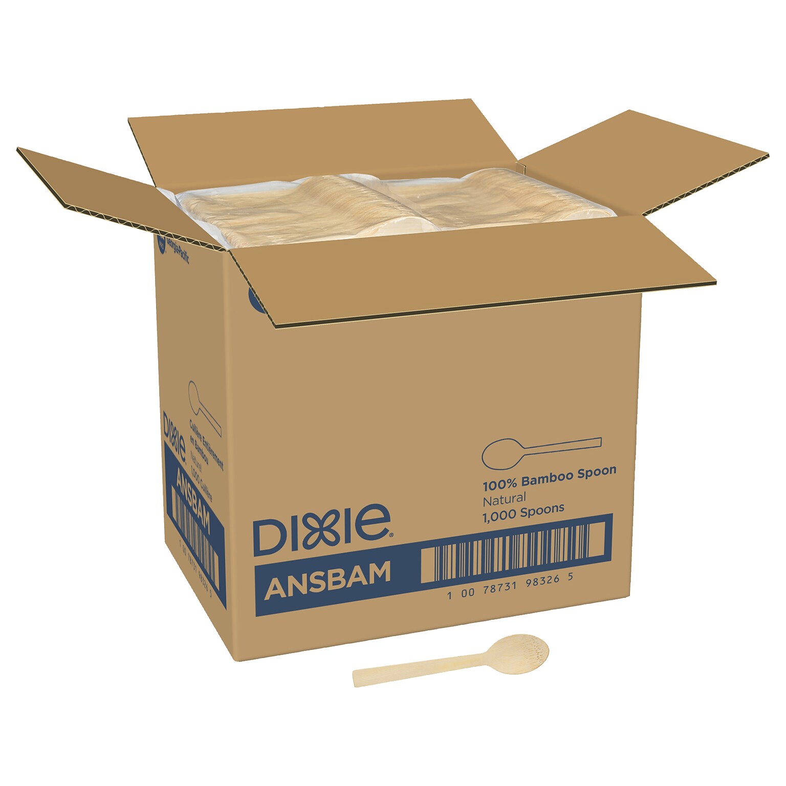 Dixie Compostable Bamboo Spoon, Brown, 1000/Box (ANSBAM)