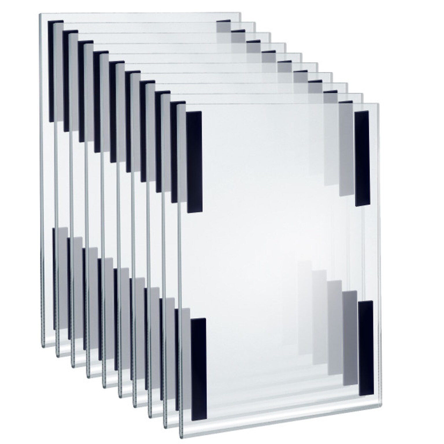 Azar 11 x 17 Magnetic Sign Holder, Vertical, Wall Mounted, Clear, Acrylic, 10/Pack (129932)