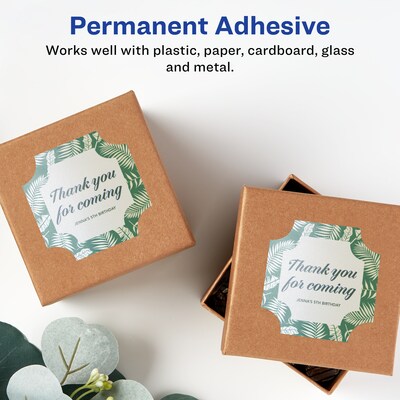 Avery Pearlized Ivory Decorative Edge Multipurpose Labels, 1-5/8" x 1-5/8", Ivory, 1000/Box (94110)