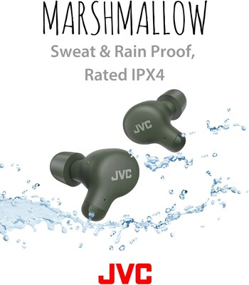 JVC Marshmallow True Wireless Earbuds, Bluetooth, Green (HAA18TG)