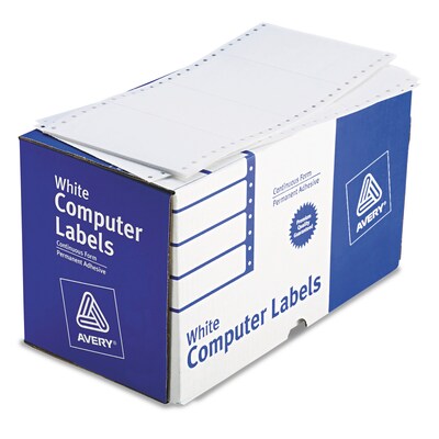 Avery Pin-Fed Continuous Form Computer Labels, 2 15/16 x 5, White, 1 Label Across, 5 3/4 Carrier,