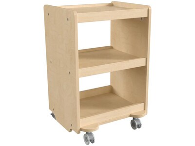 Flash Furniture Bright Beginnings Mobile 3-Tier Storage Cart, 25H x 16W x 16D, Natural Birch Plyw