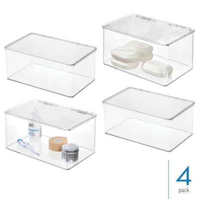 iDESIGN Hinged-Lid Organizers, Clear, 4/Set (27744M4)