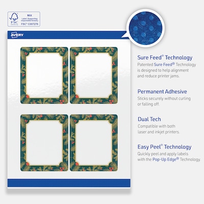 Avery Rectangle Multipurpose Labels, 4" x 3-1/3", White, 40/Pack (19479370490)