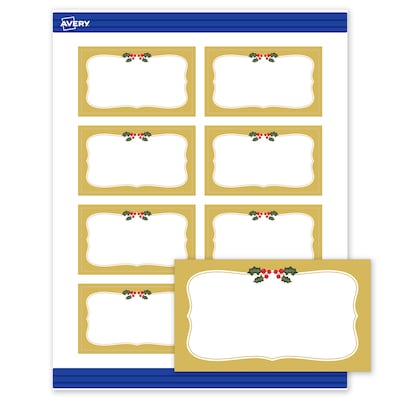 Avery Gold-Metallic Berries Matte Blank Card, White, 80/Pack (S00-FH1)