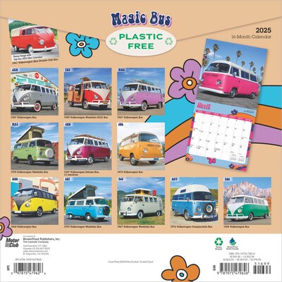 2025 Motor Club Magic Bus 12 x 12 Monthly Square Wall Calendar (9781975479626)