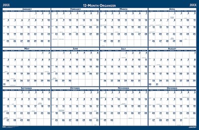 2026 House of Doolittle 33 x 66 Yearly Dry Erase Wall Calendar, Reversible, Blue (3962-26)