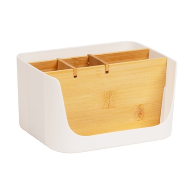 Mind Reader 5-Compartment Plastic Desk Organizer, White (SLORG-WHT)