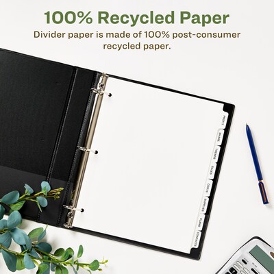Avery Index Maker EcoFriendly Paper Dividers with Print & Apply Label Sheets, 8 Tabs, White, 5 Sets/Pack (11581)