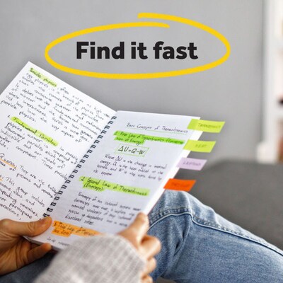 Post-it Page Markers 1/2" x 2", Assorted Colors, 500 Page Markers/Pack (670-10AB)