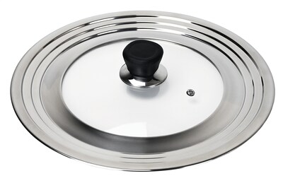 Stainless Steel Tempered Glass Universal Lid with Easy to Grab Knob Handle