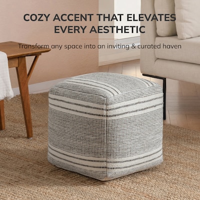 Anji Mountain Sierra Natural Fabric Square Pouf Ottoman (AMBPF176-1616)
