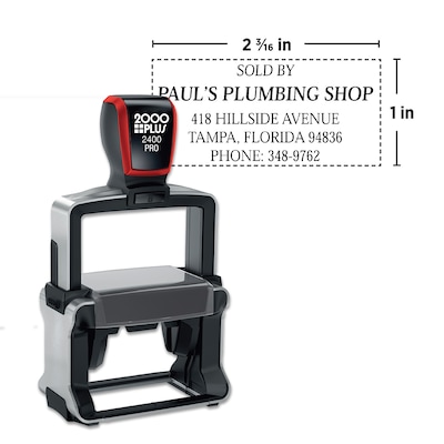 Custom 2000 Plus® Pro 2400 Heavy Duty Self-Inking Stamp, 1 x 2-3/16