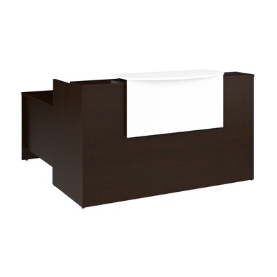 Bush Business Furniture Arrive 72W L Shaped Reception Desk with Counter, Mocha Cherry (ARV009MR)
