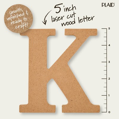 Plaid MDF Letters, 5", Brown Oxide, 12/Pack (PDE63564-12)