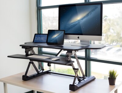 Mount-It! 49W Electric Adjustable Standing Desk Converter with USB Charging Port, Black (MI-7962)