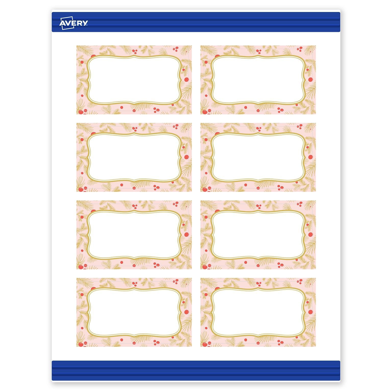 Avery Gold-Pink Berries Matte Blank Card, White, 80/Pack (S00-FGC)