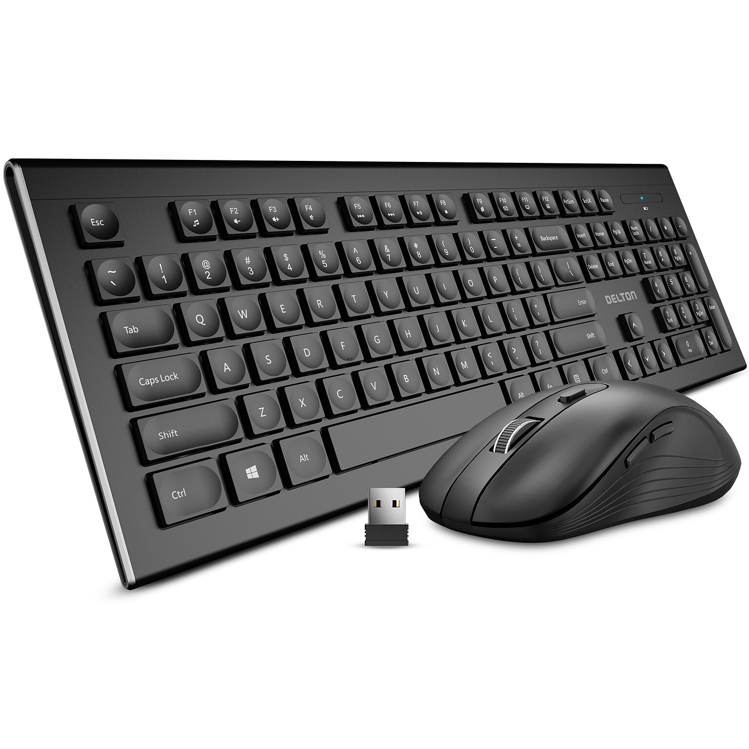 Delton Ultra Slim KB7 Wireless Keyboard and S8 Optical Mouse Combo, Black (DKBMKIT2-WB)