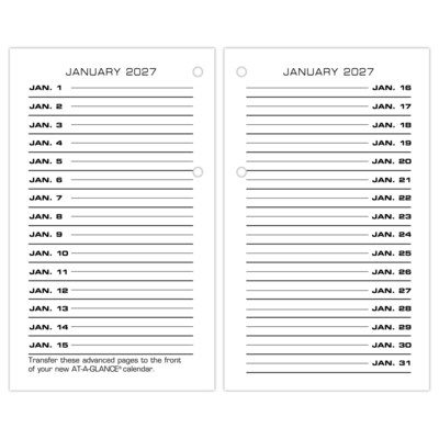 2026 AT-A-GLANCE 6" x 3.5" Daily Desk Calendar Refill Pages, White/Black (E017-50-26)