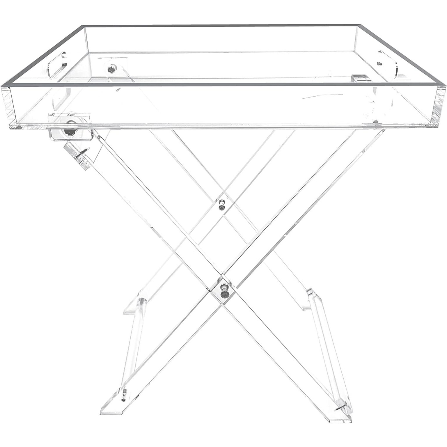 Designstyles Luxurious Acrylic Folding Table with Silver Rim, Clear (DST-AFTSR)