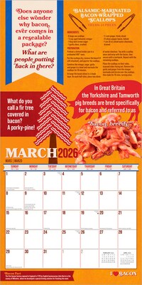 2026 BrownTrout I Love Bacon 12" x 12" Monthly Wall Calendar (9798330703814)