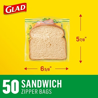 Glad Zipper Sandwich Bags, 50 Bags/Box (57263) | Homeoffice