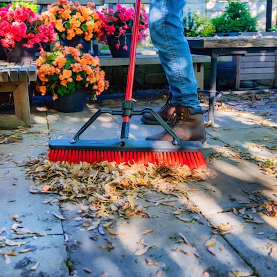 Libman Commercial 24" Multi-Surface Heavy-Duty Push Broom, Red & Black Bristles, 3/Carton (823)