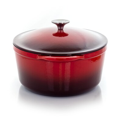 MegaChef Cast Iron 7 Qt. Dutch Oven, Red (937112870M)