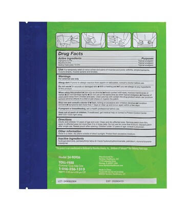 TheraCare Pain Relief Medicated Patch, 6 Patches/Pack (24-90906)