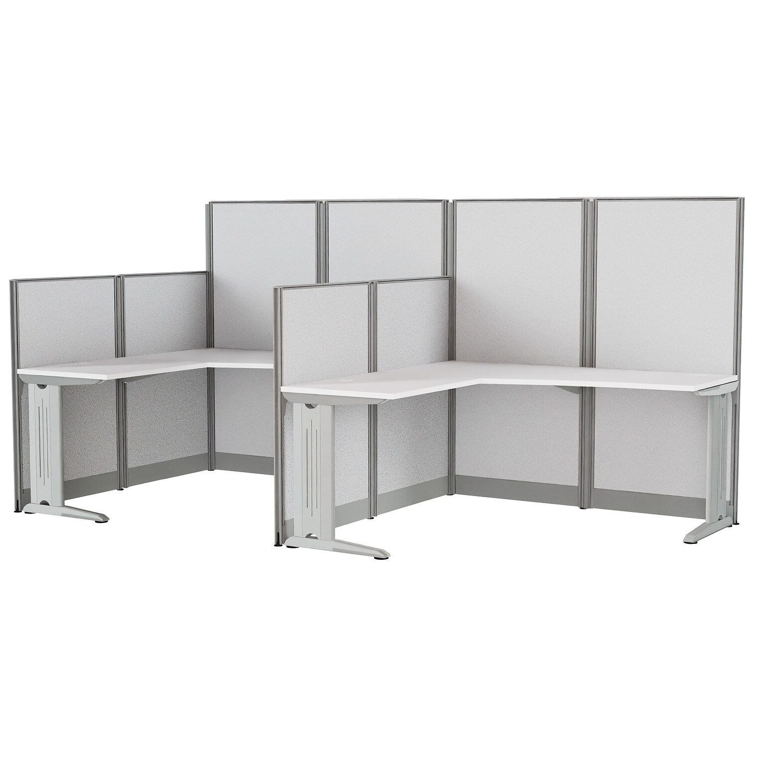 Regency Instant Office 63H x 129W 2 Person L-Shaped Cubicle Panel Workstation, Pure White (IO36194-03K-2P)
