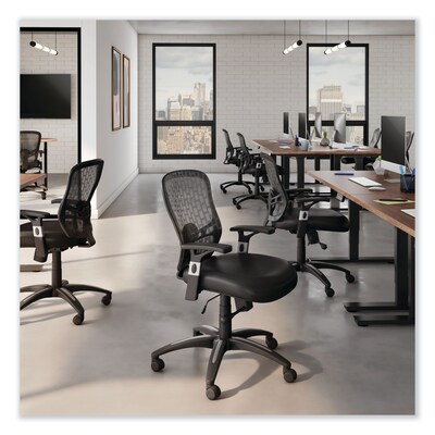 Alera® Height Adjustable Arm Leather Computer and Desk Chair, Black (ALELH42B14)